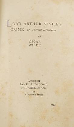 Wilde, Oscar - Lord Arthur Savile's Crime and Other Stories, first edition, one of 1,500 copies (in addition to 500 for America), 8vo, original salmon-pink pictorial boards designed by Charles Ricketts, [Mason 345]